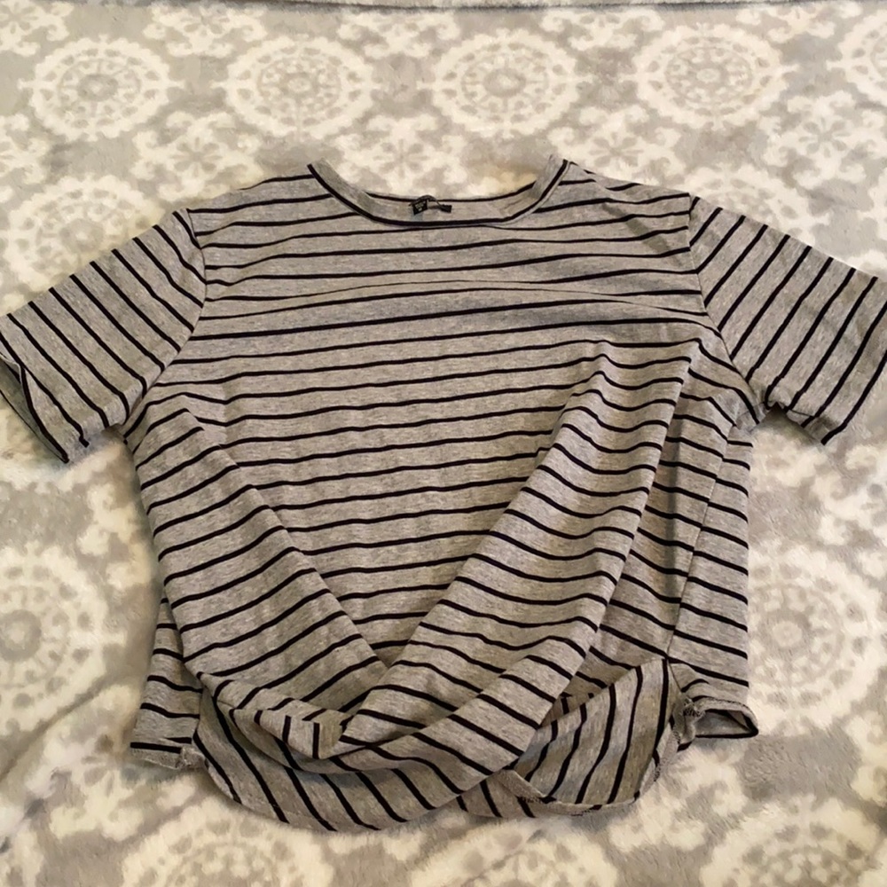 Cross body knot top with stripes